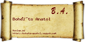 Boháts Anatol névjegykártya